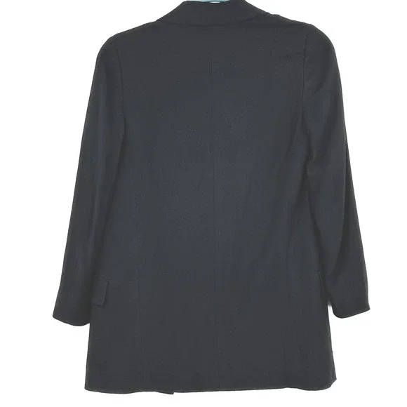 AllSaints Womens Aleida Blazer 0 Black Open Front Longline Minimalist Workwear - Picture 9 of 9